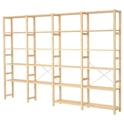 IVAR - 4 sections/shelves, pine, 344x30x226 cm