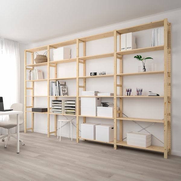 Ikea IVAR - 4 sections/shelves, pine, 344x30x226 cm