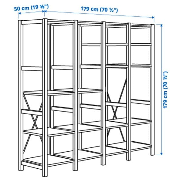Ikea IVAR - 4 sections/shelves, pine, 179x50x179 cm