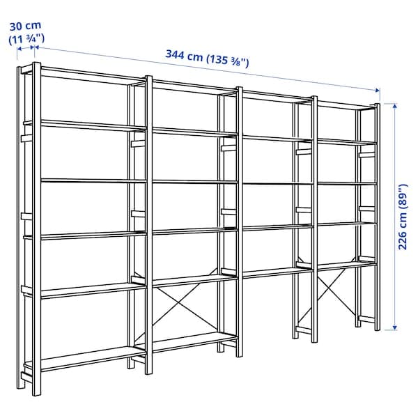 Ikea IVAR - 4 sections/shelves, pine, 344x30x226 cm