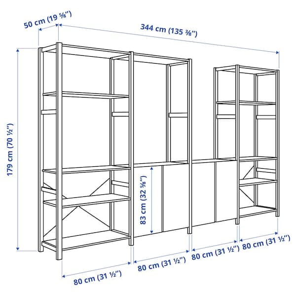 Ikea IVAR - 4 sections/shelves, pine, 344x50x179 cm