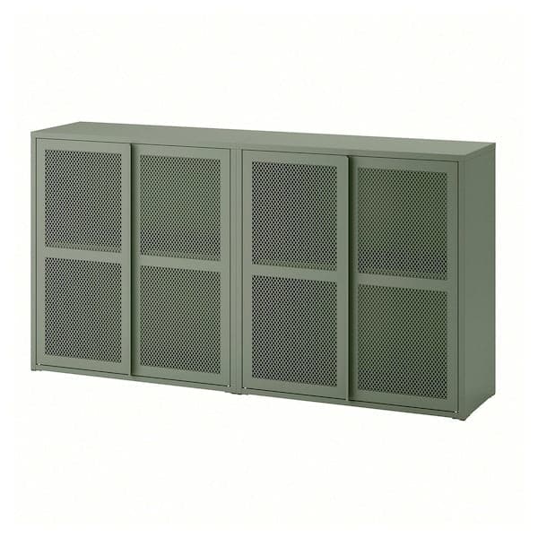 Ikea IVAR - Cabinet with doors, grey-green mesh, 160x30x83 cm