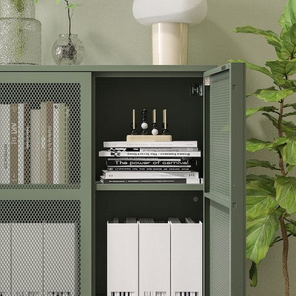 Ikea IVAR - Cabinet with doors, grey-green mesh, 160x30x83 cm