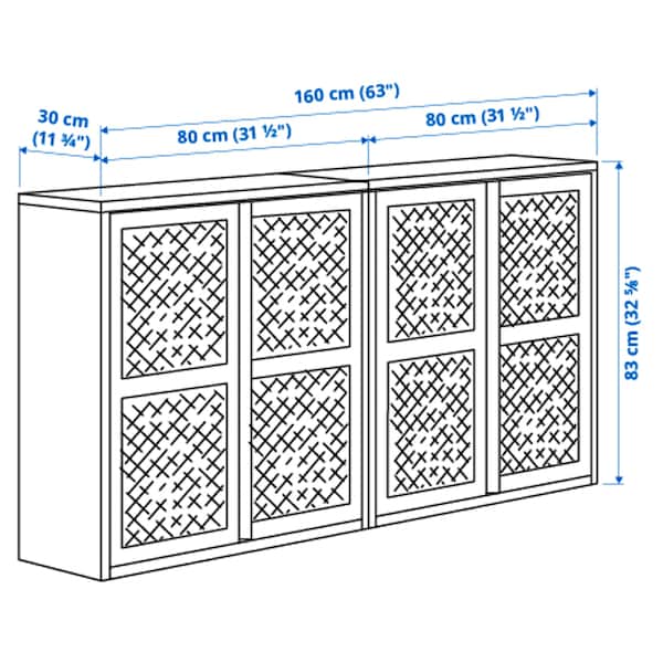 Ikea IVAR - Cabinet with doors, black mesh, 160x30x83 cm