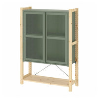 IVAR - Cabinet with doors, pine/grey-green net, , 89x30x124 cm - best price from Maltashopper.com 69508162