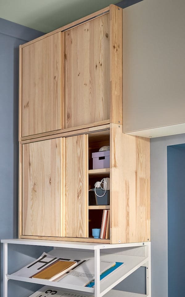 Ikea IVAR - Cabinet with sliding doors, pine, 80x30x60 cm