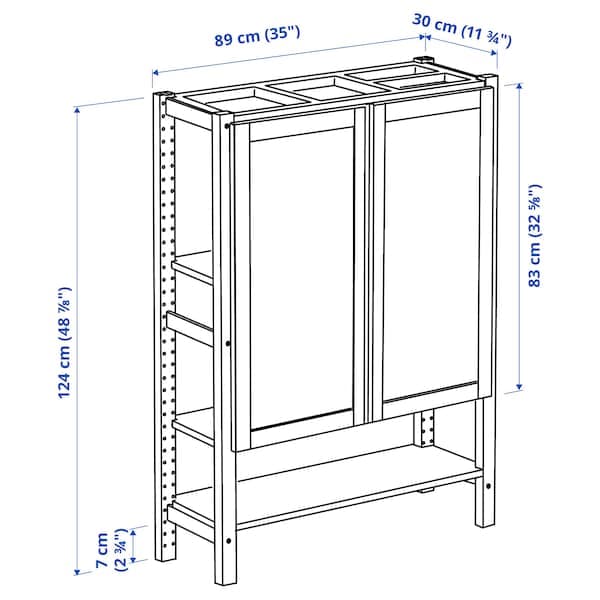 IVAR - Shelf with doors, pine/ felt, , 89x30x124 cm - best price from Maltashopper.com 89507883