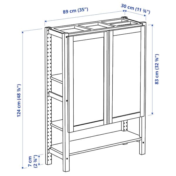 Ikea IVAR - Shelving unit with doors, pine/felt felt, 89x30x124 cm