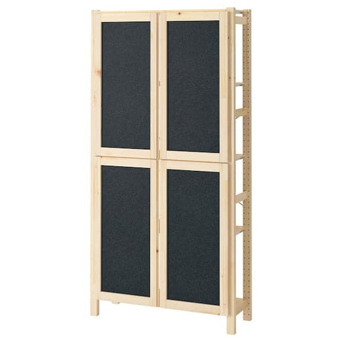 IVAR - Shelving unit with doors, pine/felt, 89x30x179 cm