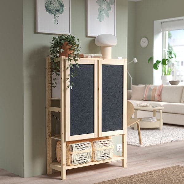IVAR - Shelf with doors, pine/felt, , - best price from Maltashopper.com 09507858