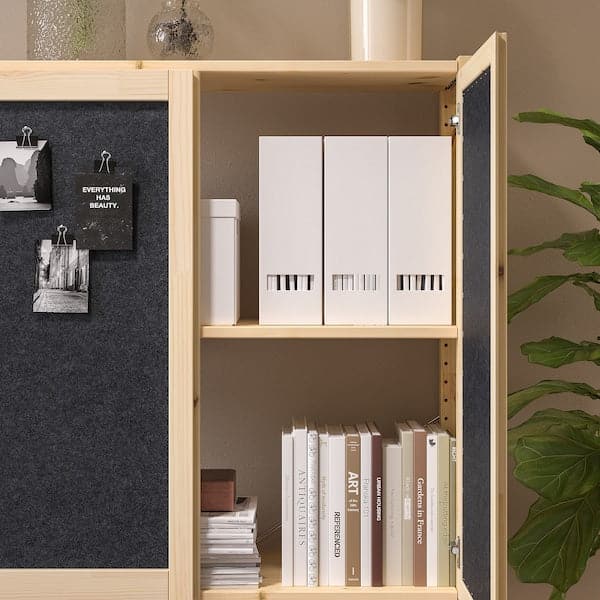 Ikea IVAR - Shelving unit with doors, pine/felt, 89x30x124 cm