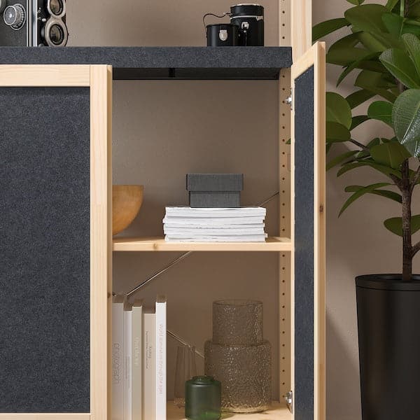 IVAR - Shelf with doors, pine/felt, , 89x30x179 cm - best price from Maltashopper.com 99507873