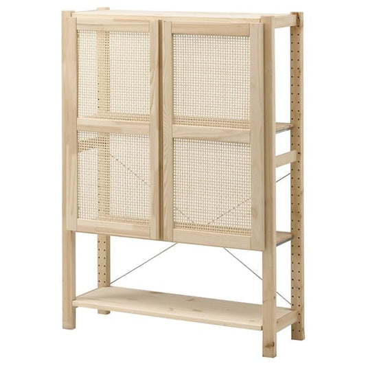 Ikea IVAR - Shelving unit with doors, pine, 89x30x124 cm