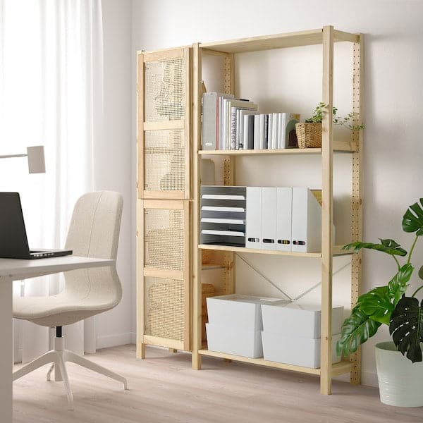 Ikea IVAR - Shelving unit with doors, pine, 134x30x179 cm