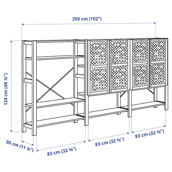 IVAR - Shelf with doors, pine, , 259x30x124 cm - best price from Maltashopper.com 79403471