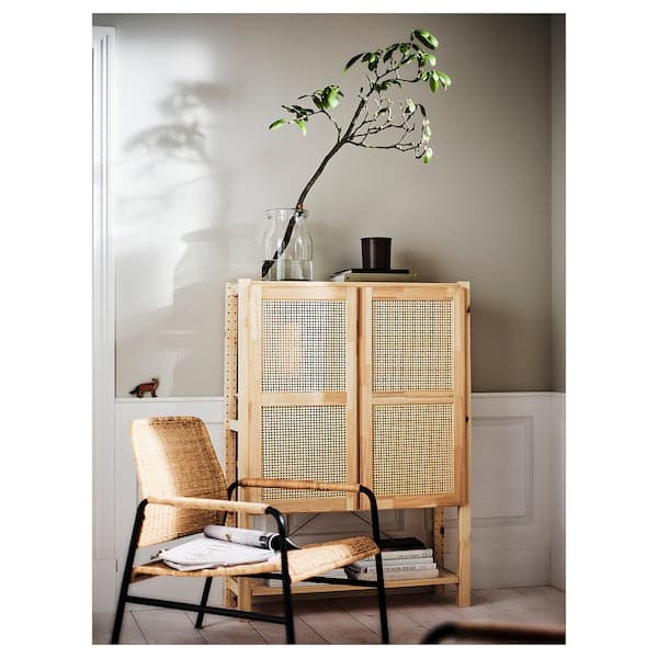 Ikea IVAR - Shelving unit with doors, pine, 89x30x124 cm