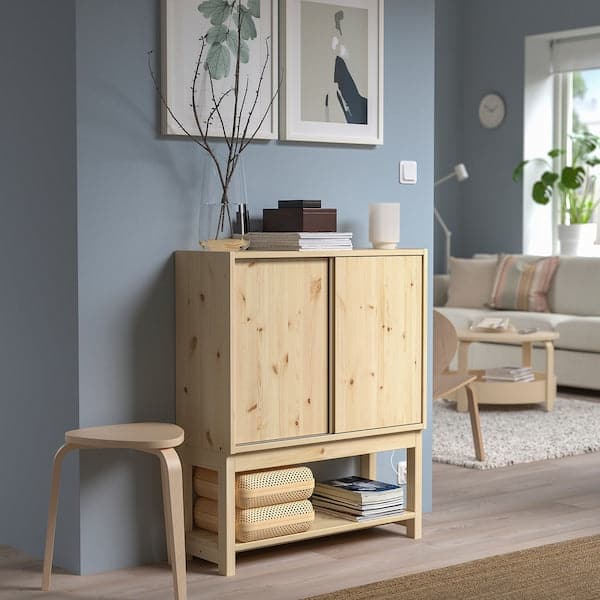 Ikea IVAR - Shelv unit w sliding doors, pine, 80x30x97 cm