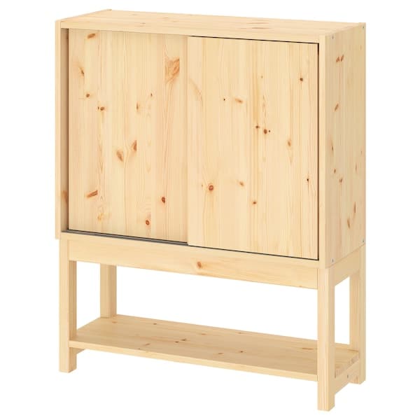 IVAR - Shelv unit w sliding doors, pine, 80x30x97 cm