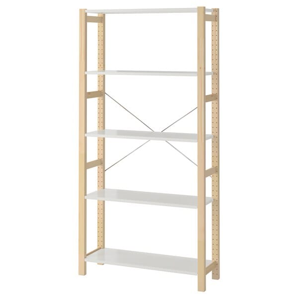 Ikea IVAR - Shelving unit, pine/metal white, 89x30x179 cm