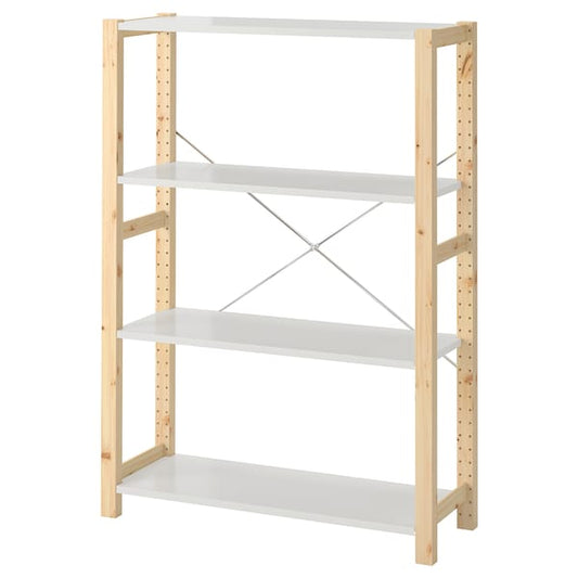 Ikea IVAR - Shelving unit, pine/metal white, 89x30x124 cm
