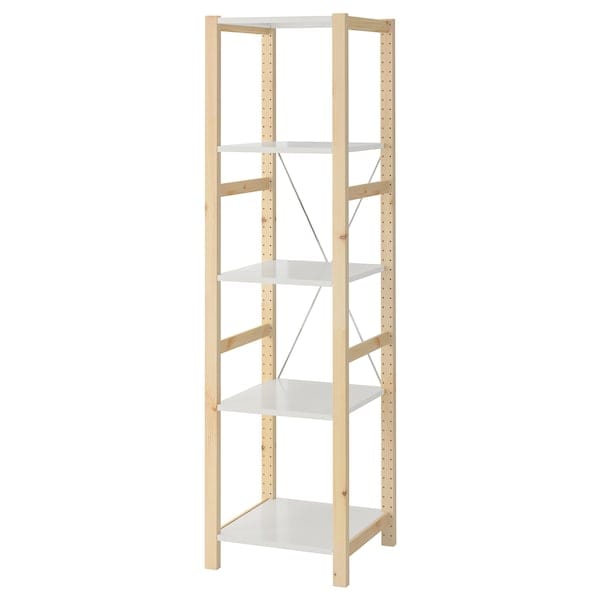 Ikea IVAR - Shelving unit, pine/metal white, 48x50x179 cm