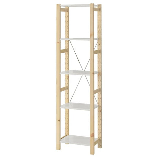 Ikea IVAR - Shelving unit, pine/metal white, 48x30x179 cm