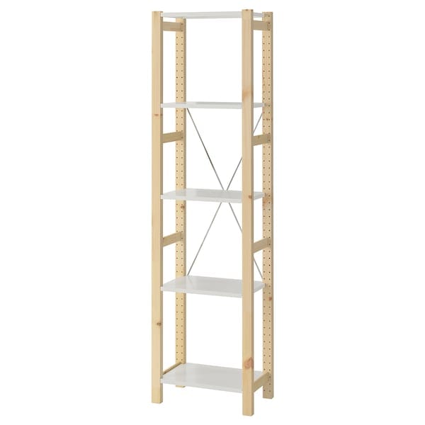 Ikea IVAR - Shelving unit, pine/metal white, 48x30x179 cm
