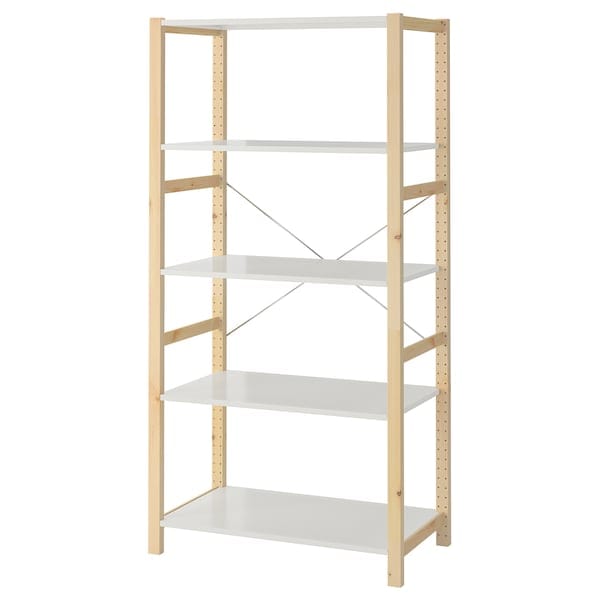 IVAR - Shelving unit, pine/metal white, 89x50x179 cm