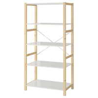 IVAR shelving unit, pine/metal white, 89x50x179 cm