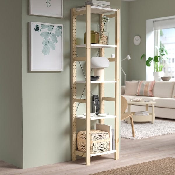Ikea IVAR - Shelving unit, pine/metal white, 48x30x179 cm