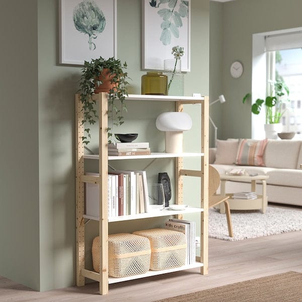 Ikea IVAR - Shelving unit, pine/metal white, 89x30x124 cm