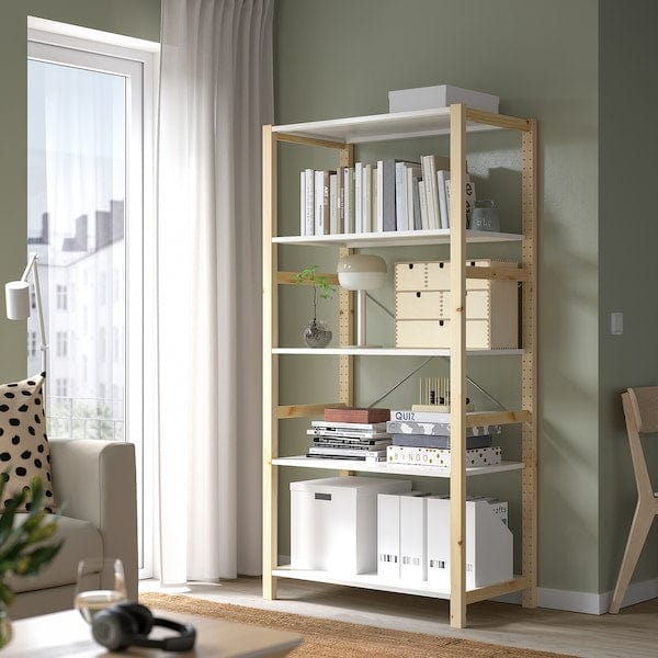 Ikea IVAR - Shelving unit, pine/metal white, 89x50x179 cm