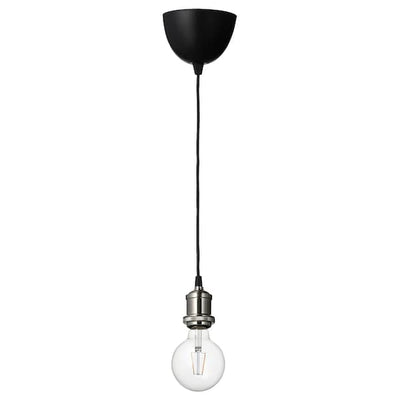JÄLLBY / LUNNOM - Pendant lamp with bulb, nickel-plated / transparent globe , - best price from Maltashopper.com 39491506