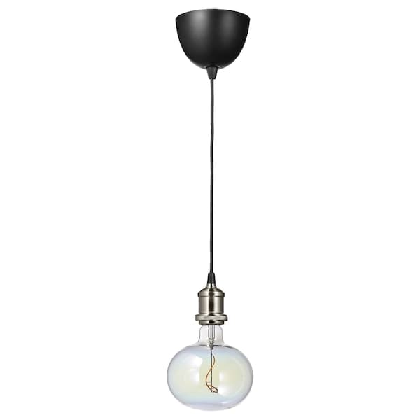 JÄLLBY / MOLNART - Pendant lamp with bulb, nickel-plated / elliptical shape multicolour , - best price from Maltashopper.com 09491372