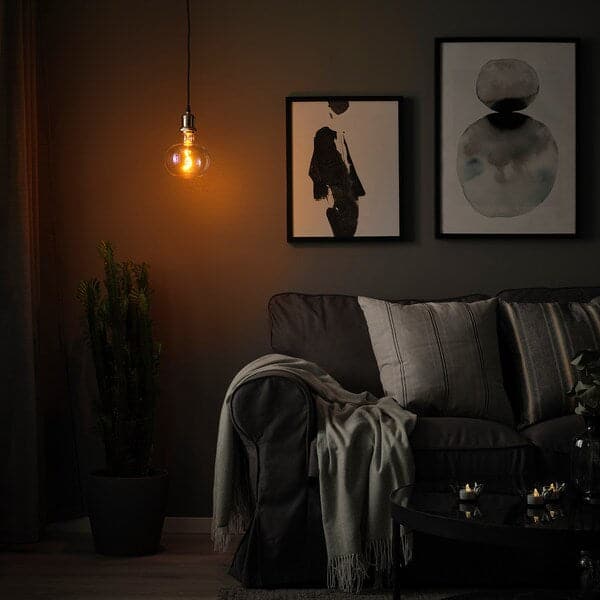 JÄLLBY / MOLNART - Pendant lamp with bulb, nickel-plated / elliptical shape multicolour , - best price from Maltashopper.com 09491372