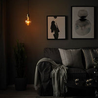JÄLLBY / MOLNART - Pendant lamp with bulb, brass/brown transparent glass shade , - best price from Maltashopper.com 89491226
