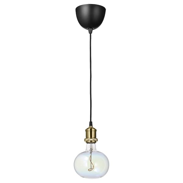 JÄLLBY / MOLNART - Pendant lamp with bulb, brass-plated / elliptical shape multicolour , - best price from Maltashopper.com 29491371