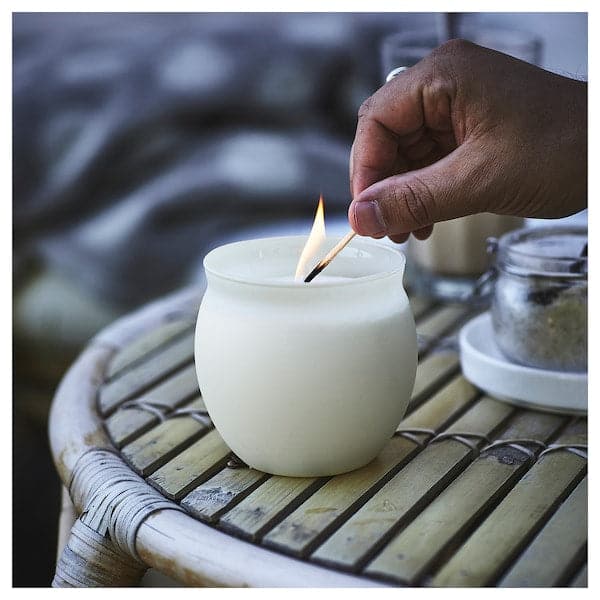 Ikea JÄMLIK - Scented candle in glass, Vanilla/light beige, 50 hr