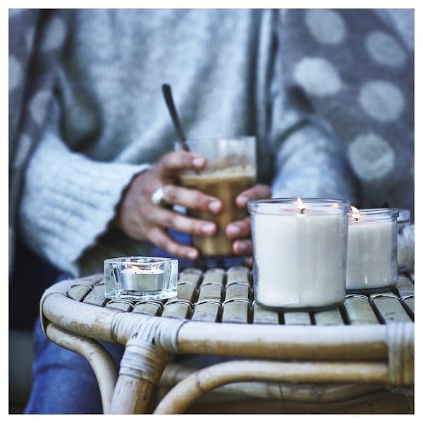 JÄMLIK - Scented candle in glass, Vanilla/light beige, 20 hr - best price from Maltashopper.com 20502109