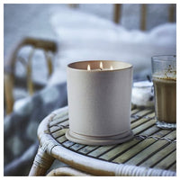 JÄMLIK - Scented candle in ceramic jar w lid, Vanilla/light beige, 60 hr - best price from Maltashopper.com 60502447