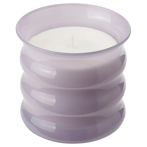 JÄMNMOD - Scented candle in glass, Sweet pea/purple, 50 hr