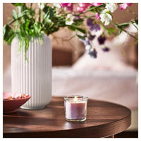 JÄMNMOD - Scented candle in glass, Sweet pea/purple, 20 hr - best price from Maltashopper.com 30502364