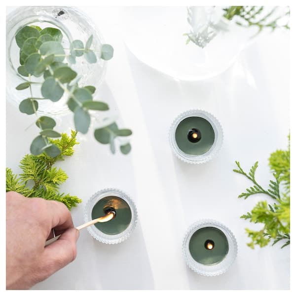 Ikea JÄMTSKOGEN - Scented tealight, cypress & eucalyptus/dark green, 3.5 hr