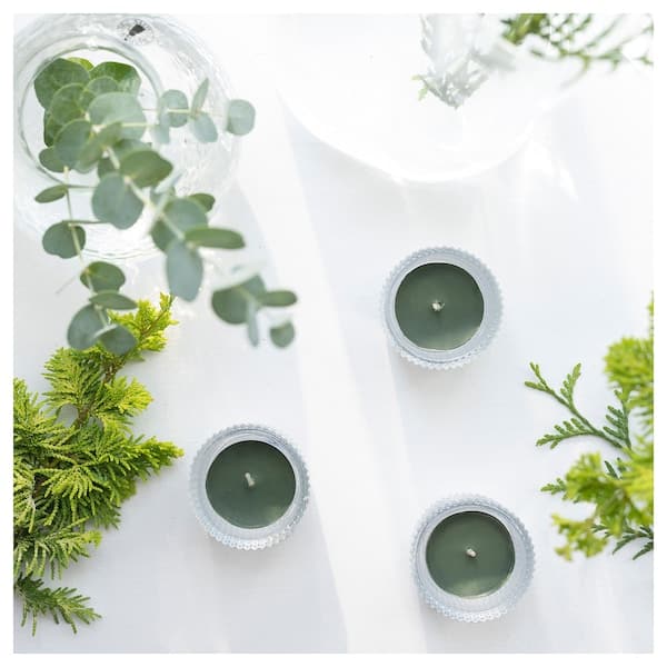 Ikea JÄMTSKOGEN - Scented tealight, cypress & eucalyptus/dark green, 3.5 hr