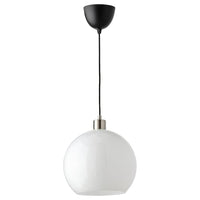 JÄRPLIDEN - Pendant lamp, white glass/nickel-plated, 30 cm - best price from Maltashopper.com 20499606