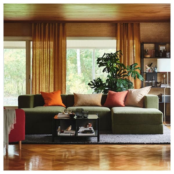 JÄTTEBO - 3.5 seater sofa with chaise-longue, armrests Samsala/dark yellow-green , - best price from Maltashopper.com 29469493