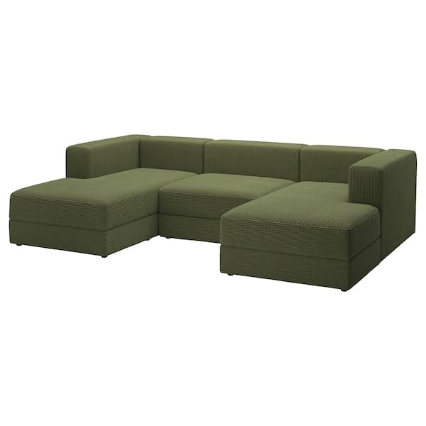 Ikea JÄTTEBO - 3.5 seater sofa with chaise-longue, armrests Samsala/dark yellow-green ,