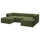 JÄTTEBO - 3.5 seater sofa with chaise-longue, armrests Samsala/dark yellow-green ,