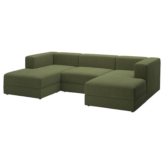 Ikea JÄTTEBO - 3.5 seater sofa with chaise-longue, armrests Samsala/dark yellow-green ,