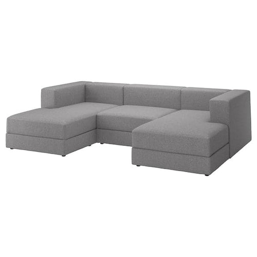 JÄTTEBO - 3.5 seater sofa with chaise-longue, armrests/Tonerud grey ,